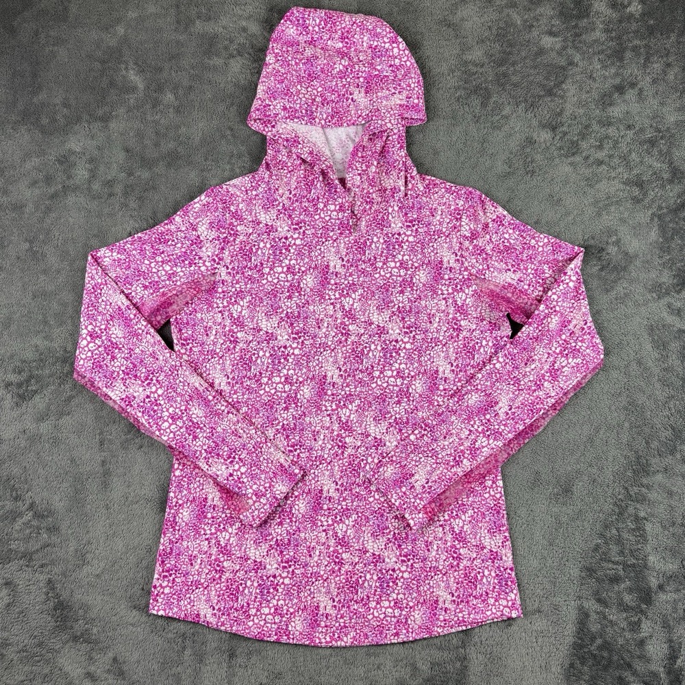 IBKUL Womens Long Sleeve Hoodie Size Small Abstract Skin Pink Golf Shirt UPF 50+